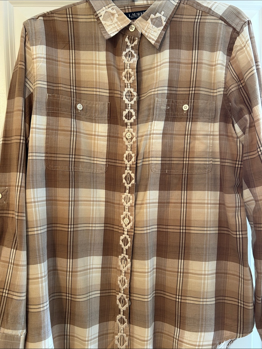 Lauren Ralph Lauren Brown & Cream Plaid Button-Up Shirt